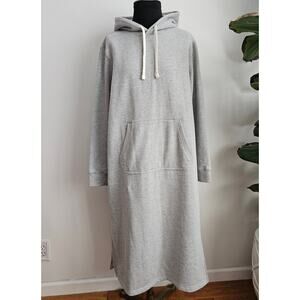 MINT LANDS' END Women's Gray Hooded Sweatshirt Lounge Midi Dress M